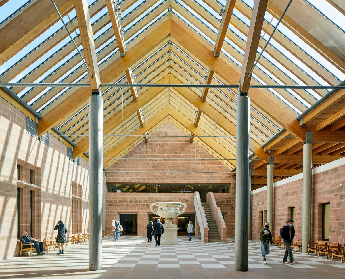 Interview view of art museum with glass ceiling