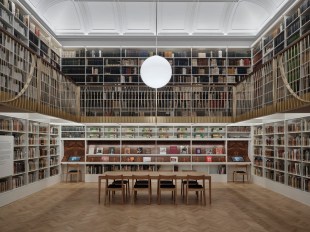 View of library in a gallery setting. V&A Muyseum